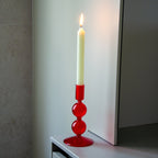 Bougeoir En Verre 16 Cm - Rouge