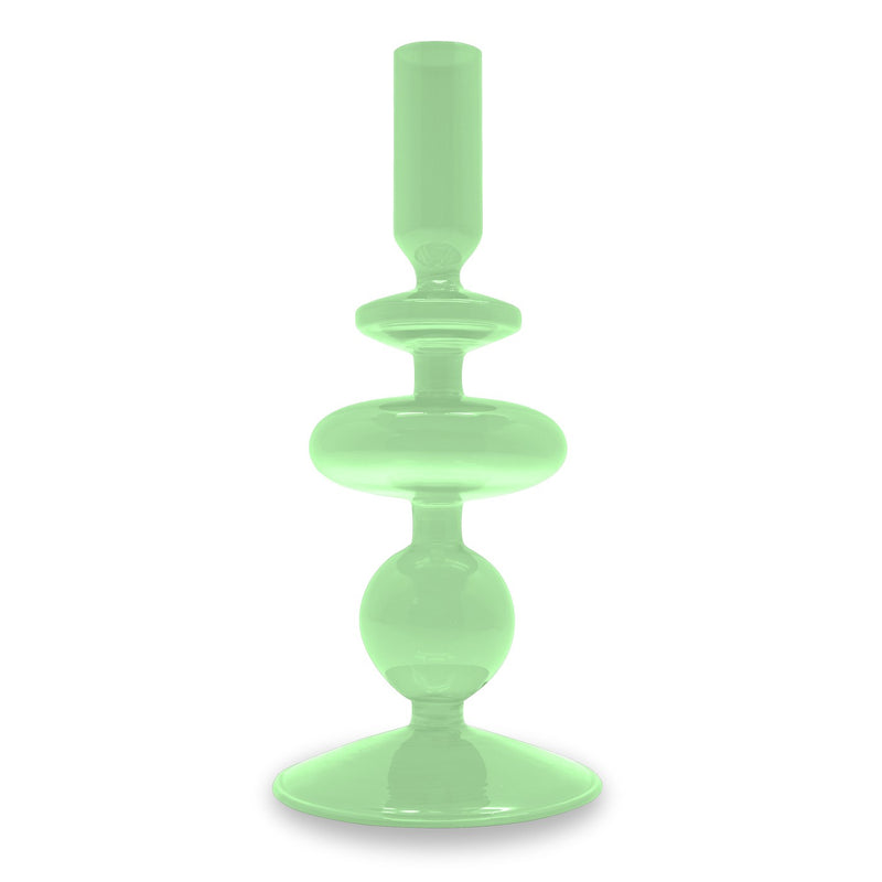 Bougeoir En Verre 20 Cm - Vert