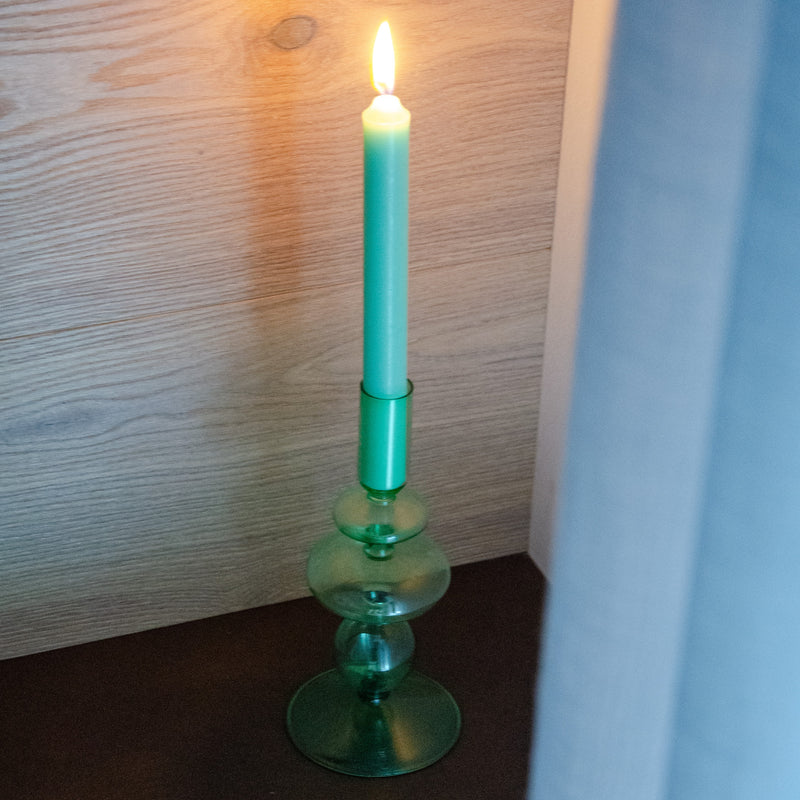 Glass Candle Holder 12cm - Light Blue