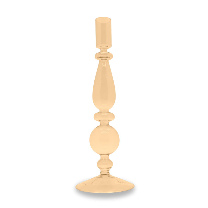 Bougeoir En Verre 25 Cm - Pêche