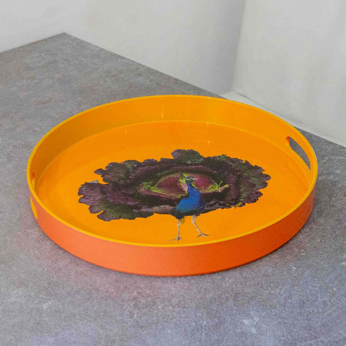 Plateau Rond - Décor Paon