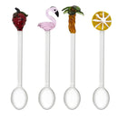 Monterey - Set De 4 Cuillères À Café Avec Décoration Palmier, Orange, Flamant Rose Et Fraise - Verre Borosilicate
