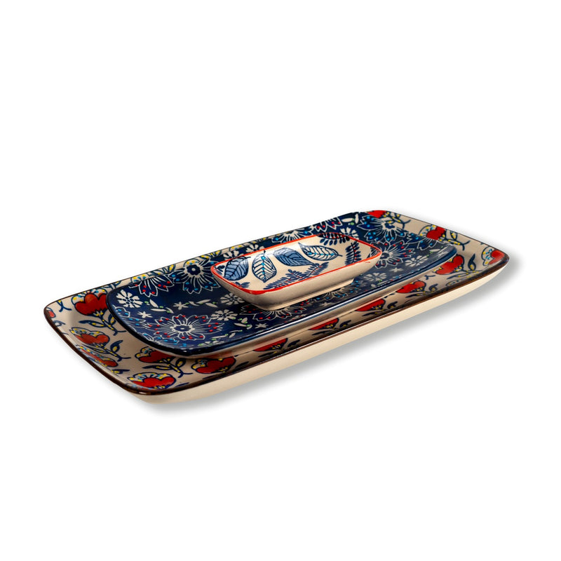 Pechino - Set De 3 Plateaux Décorés - Céramique