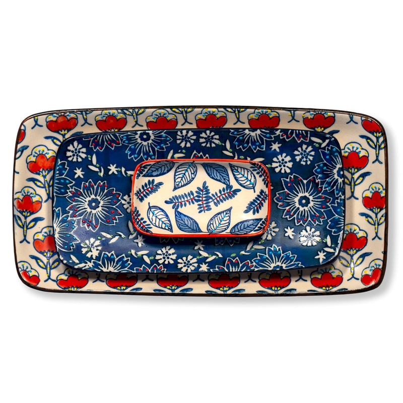 Pechino - Set De 3 Plateaux Décorés - Céramique