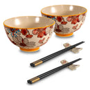 Pechino - Set De 2 Bols Décorés - Rouge - Céramique