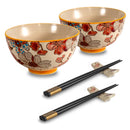 Pechino - Set De 2 Bols Décorés - Rouge - Céramique