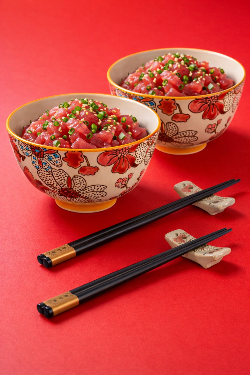 Pechino - Set De 2 Bols Décorés - Rouge - Céramique
