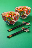 Pechino - Set De 2 Bols Décorés - Bleu Clair - Céramique