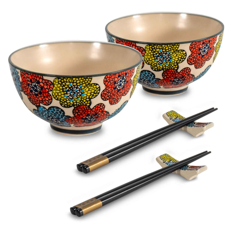 Pechino - Set De 2 Bols Décorés - Bleu Clair - Céramique