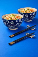 Pechino - Set De 2 Bols Décorés - Bleu - Céramique