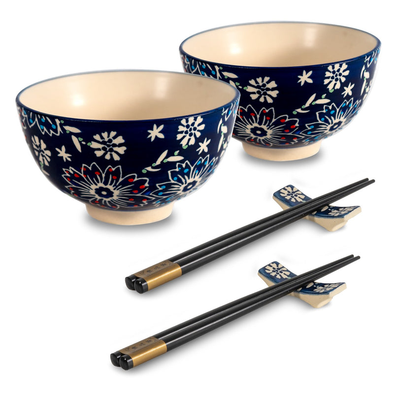 Pechino - Set De 2 Bols Décorés - Bleu - Céramique