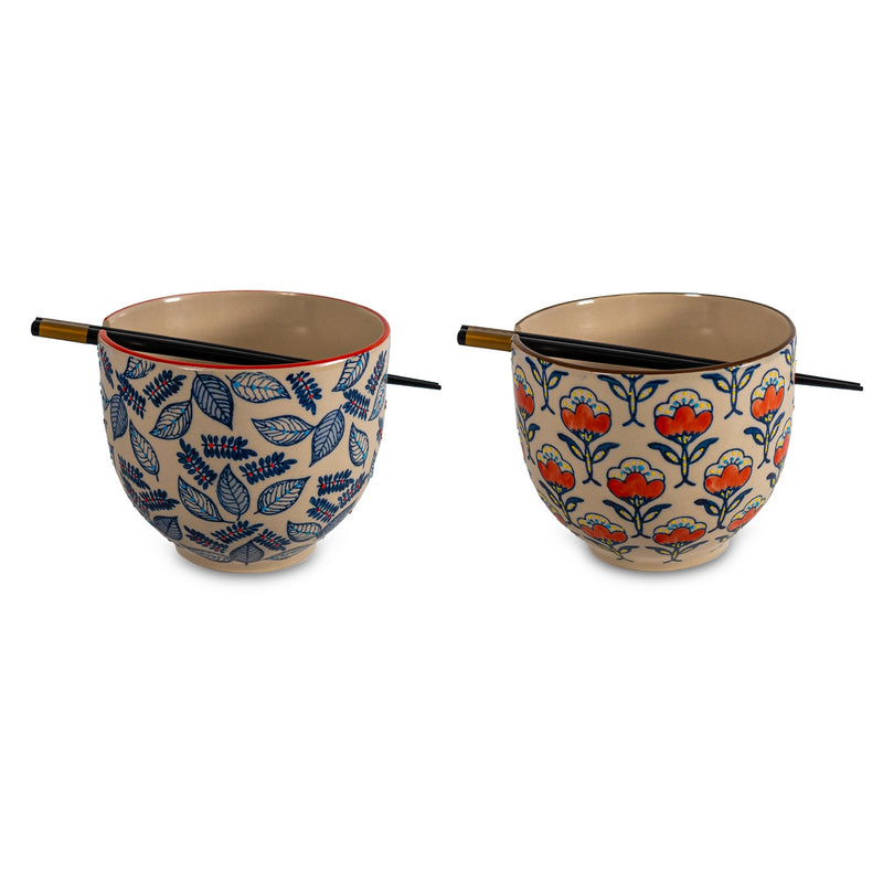 Pechino - Set 2 Bols Ramen, 2 Jeux De Baguettes - Céramique