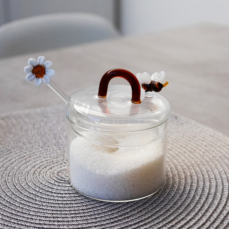 Monterey - Sucrier Avec Cuillère À Café Abeille Et Marguerite - Verre Borosilicate