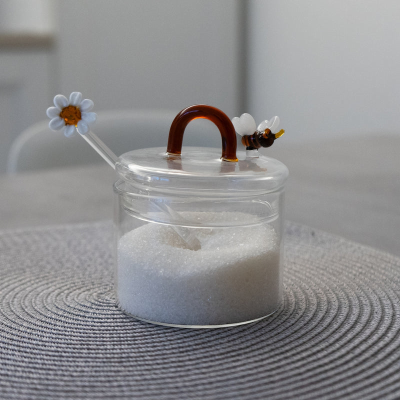 Monterey - Sucrier Avec Cuillère À Café Abeille Et Marguerite - Verre Borosilicate