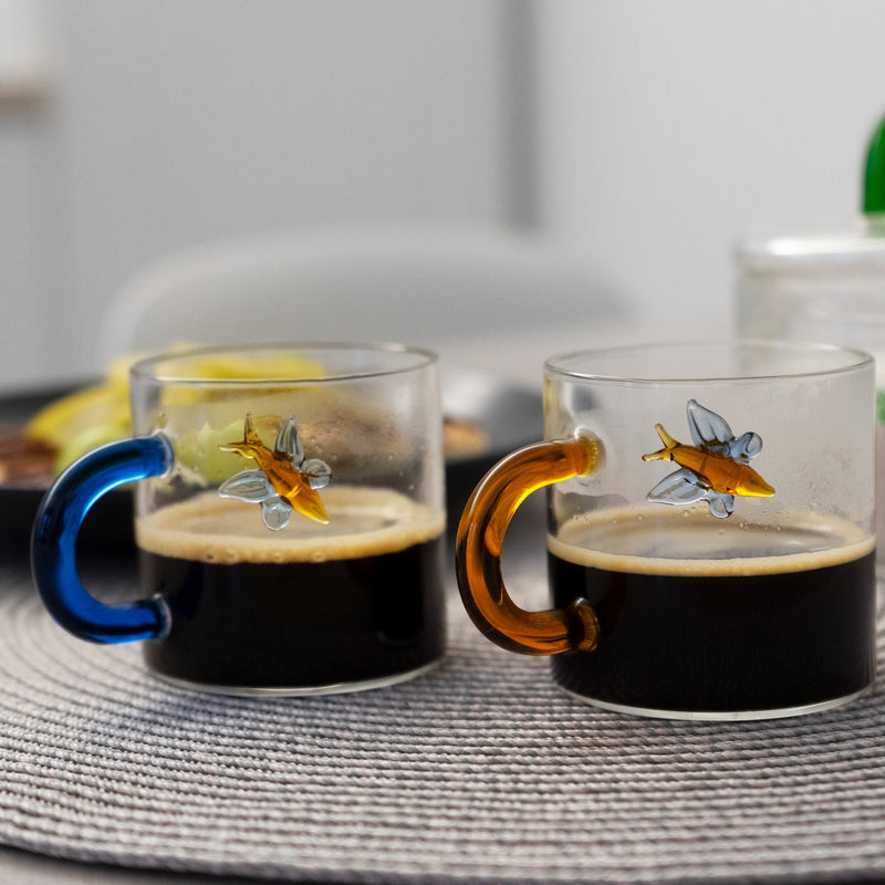 Monterey - Set De 2 Tasses À Café Papillon - Verre Borosilicate