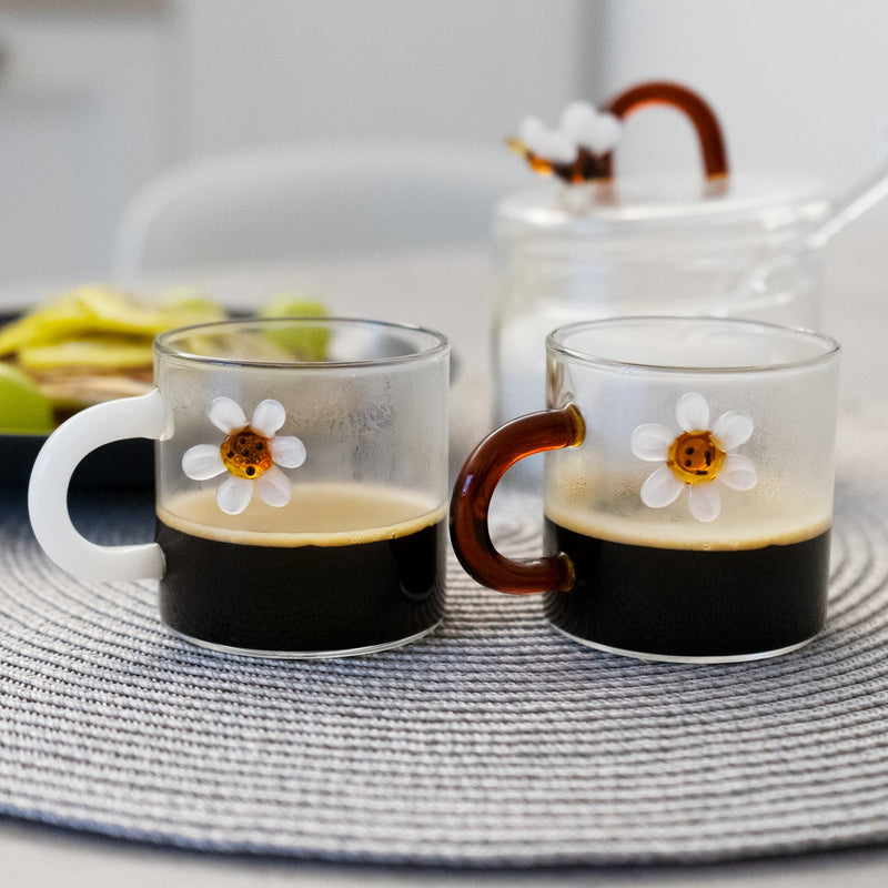 Monterey - Set De 2 Tasses À Café Marguerite - Verre Borosilicate