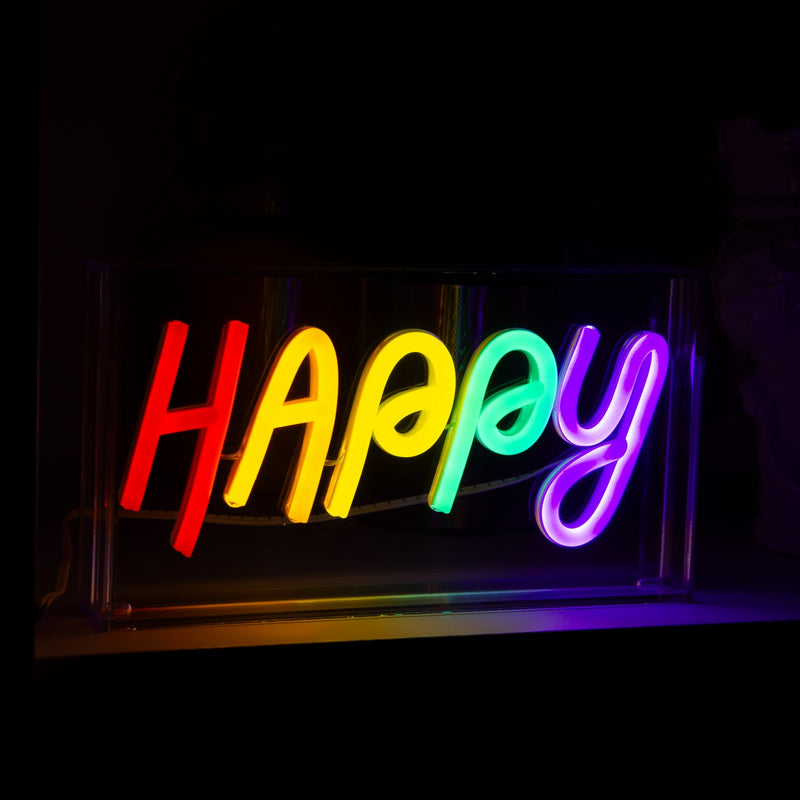 Letrero De Neón Con Marco De Plexiglás - Decoración Feliz