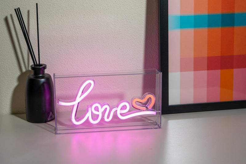 Enseigne Néon Avec Cadre En Plexiglas - Décoration Love