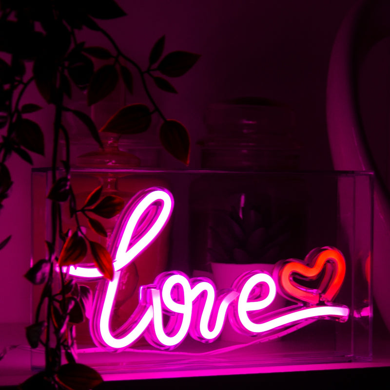 Enseigne Néon Avec Cadre En Plexiglas - Décoration Love
