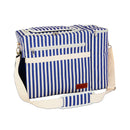 Bolsa Nevera A Rayas Con Bolsillo Para Botellas - Azul