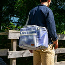 Bolsa Nevera A Rayas Con Bolsillo Para Botellas - Azul
