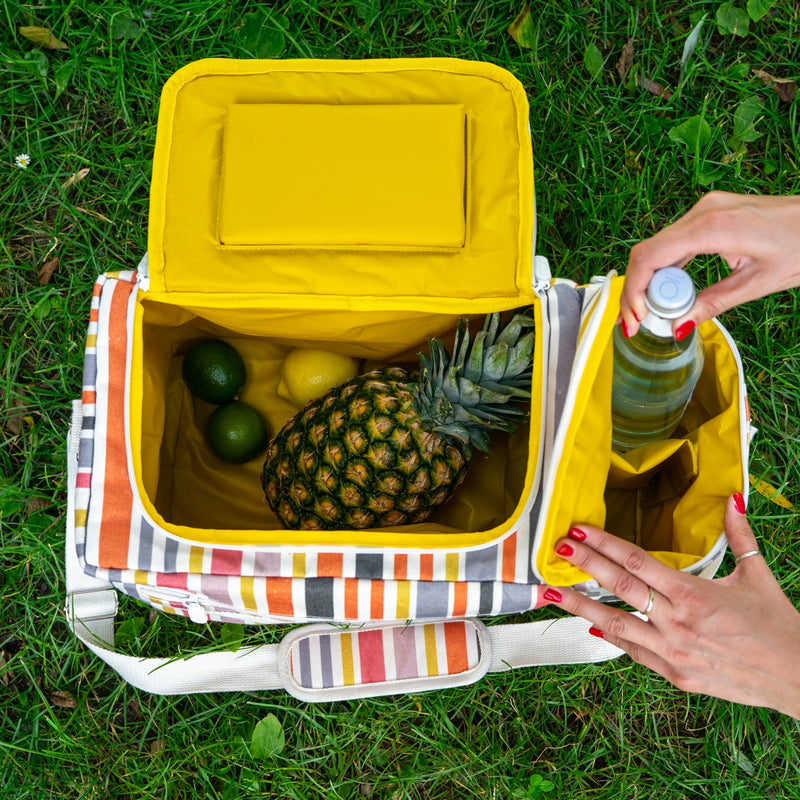 Sac Isotherme Rayé Avec Poche Pour Bouteille - Multicolore