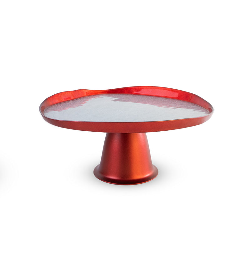 Balat - Plateau Surélevé - Rouge Et Argent - Verre Borosilicate