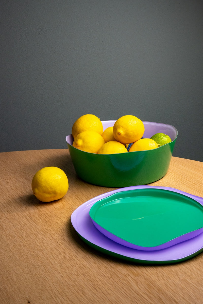 Saladier En Verre - Lilas/Vert