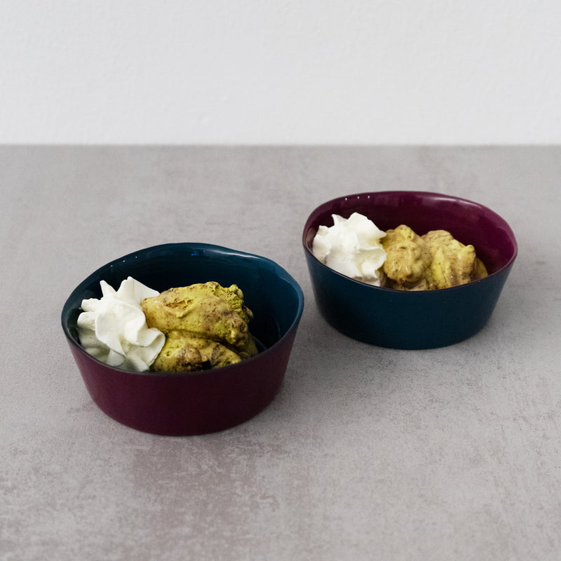 Set De 2 Bols En Verre - Bordeaux/Marine