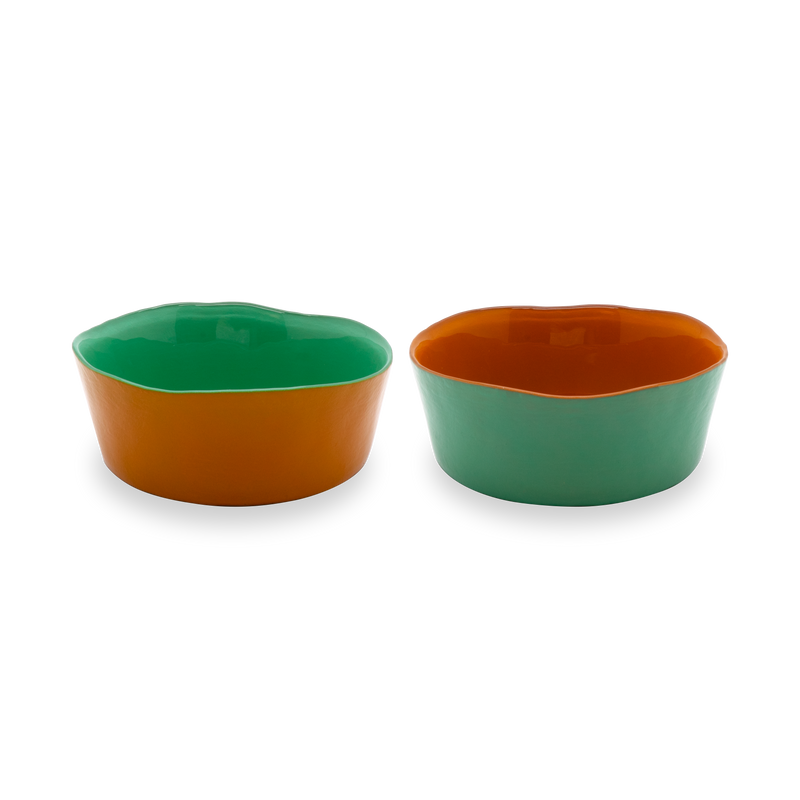 Set De 2 Bols En Verre - Vert/Orange