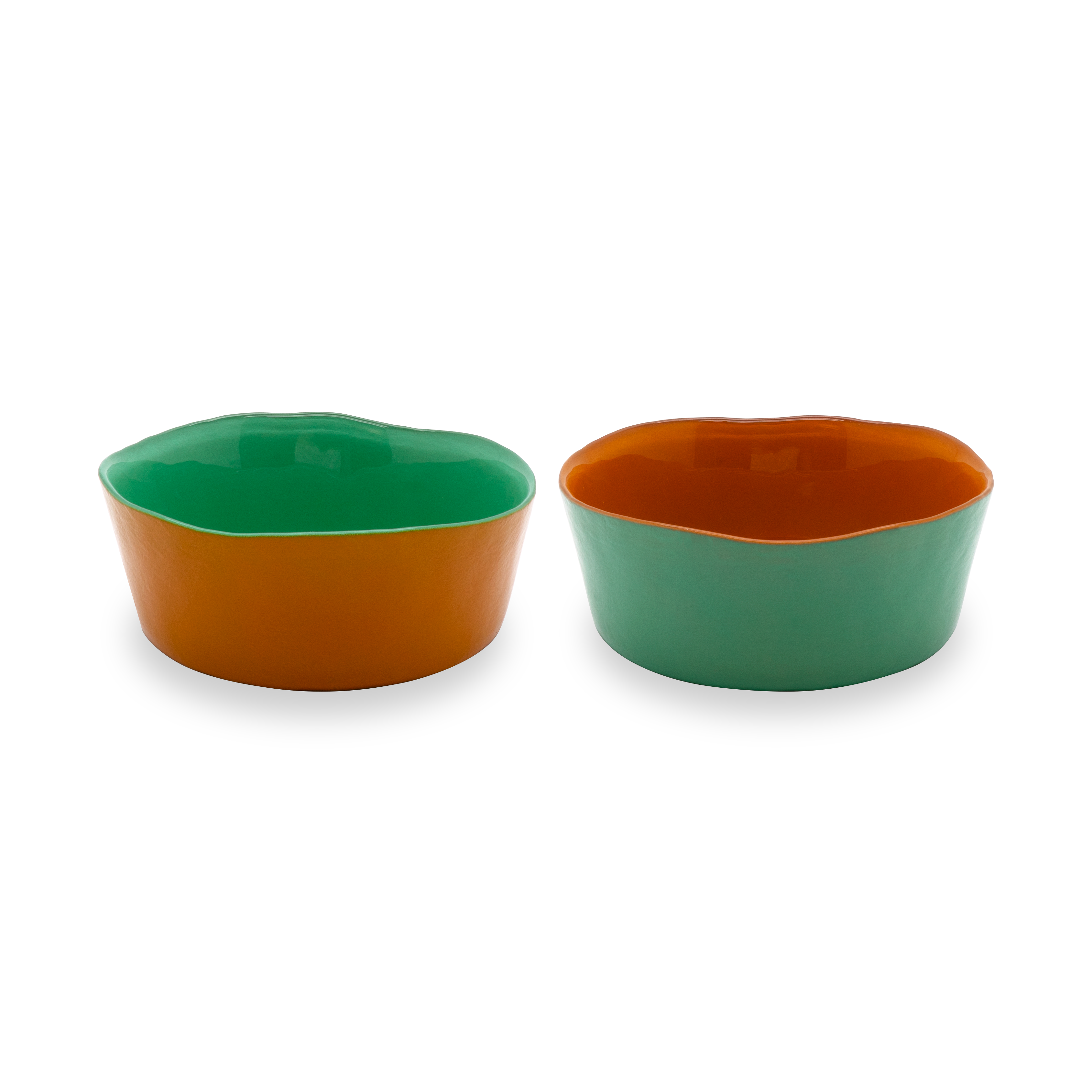 Set De 2 Bols En Verre - Vert/Orange