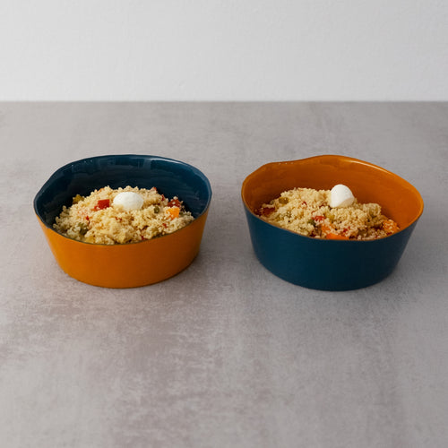 Set De 2 Bols En Verre - Orange/Marine
