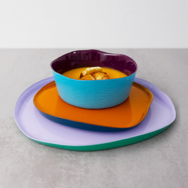 Set of 2 Glass Bowls - Bordeaux/Turquoise