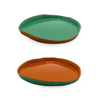 Set De 2 Platos De Vidrio - Naranja/Verde