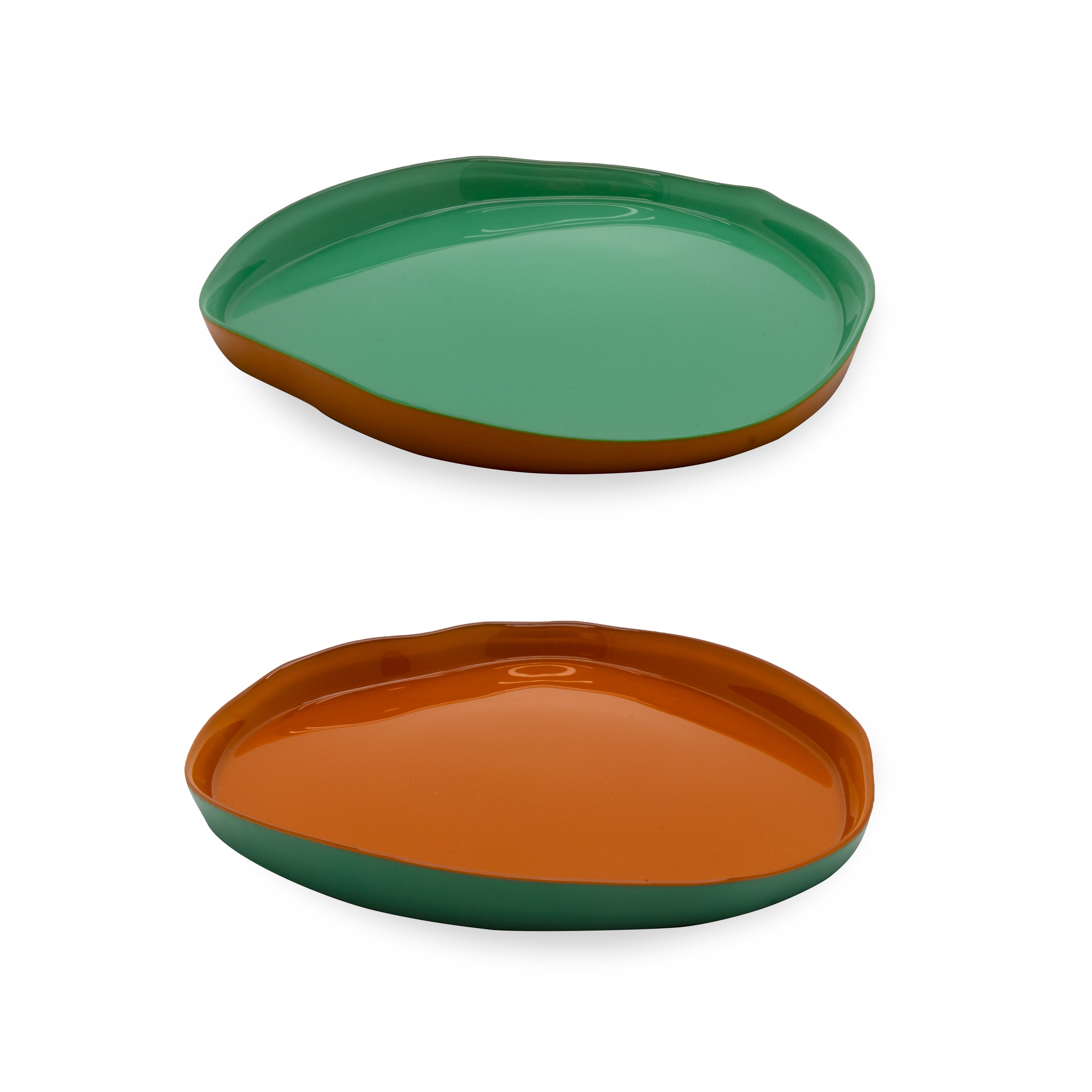 Set De 2 Platos De Vidrio - Naranja/Verde
