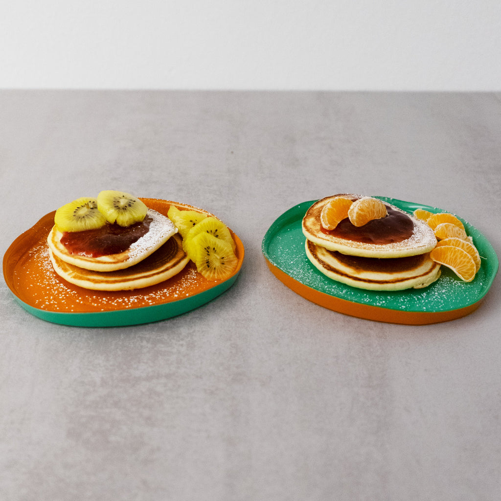 Set De 2 Platos De Vidrio - Naranja/Verde
