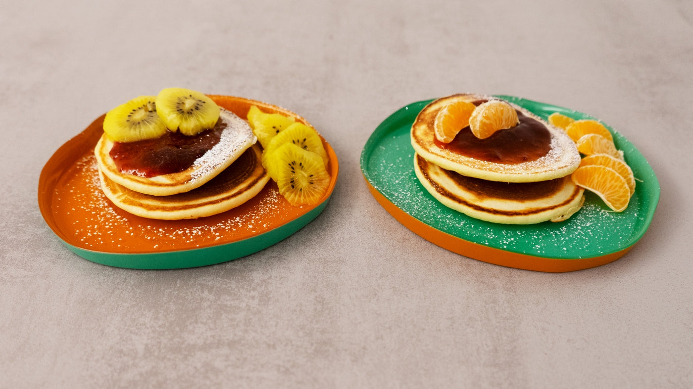 Set De 2 Platos De Vidrio - Naranja/Verde