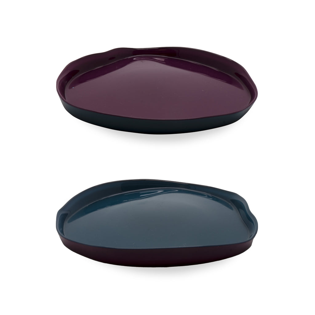 Set De 2 Assiettes En Verre - Bordeaux/Marine