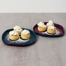 Set Of 2 Glass Plates - Burgundy/Navy