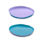 Set De 2 Platos De Vidrio - Lilas/Turquesa