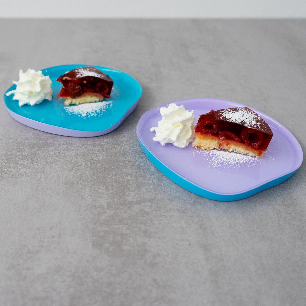 Set De 2 Platos De Vidrio - Lilas/Turquesa