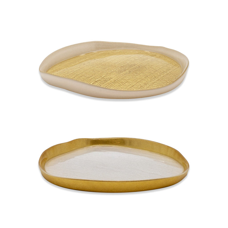 Balat - Set De 2 Assiettes - Perle Et Or - Verre Borosilicate