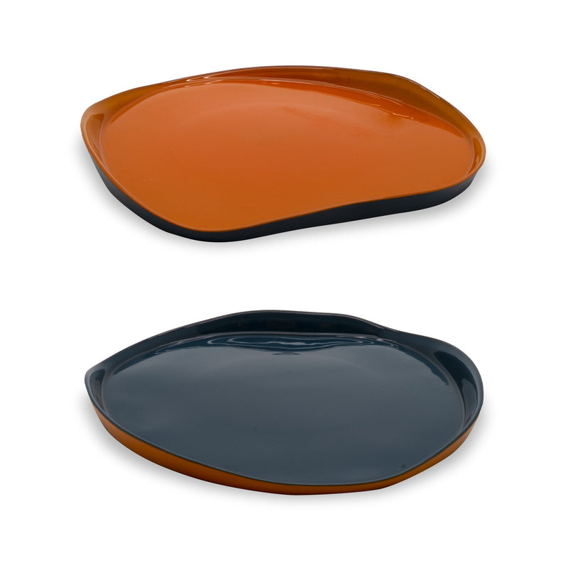 Set De 2 Assiettes En Verre - Orange/Marine