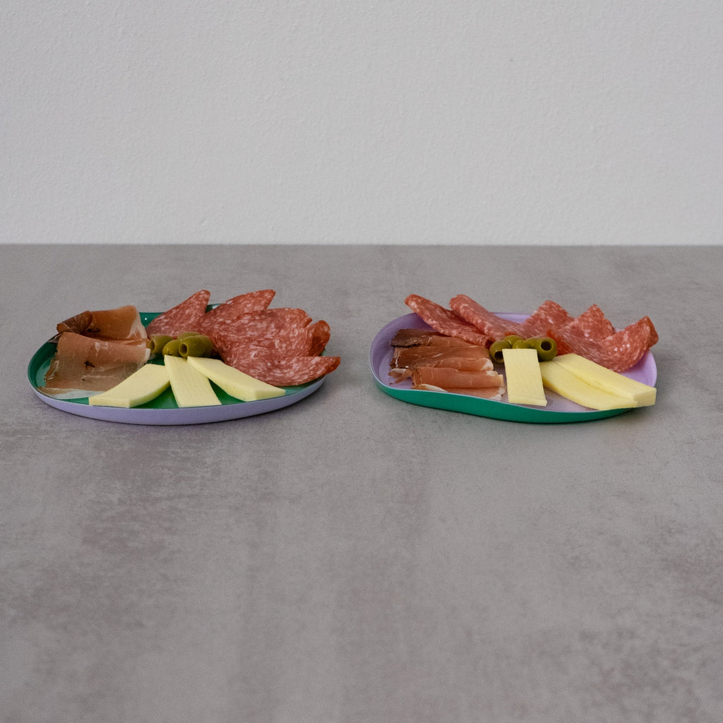 Set De 2 Platos De Vidrio - Lila/Verde