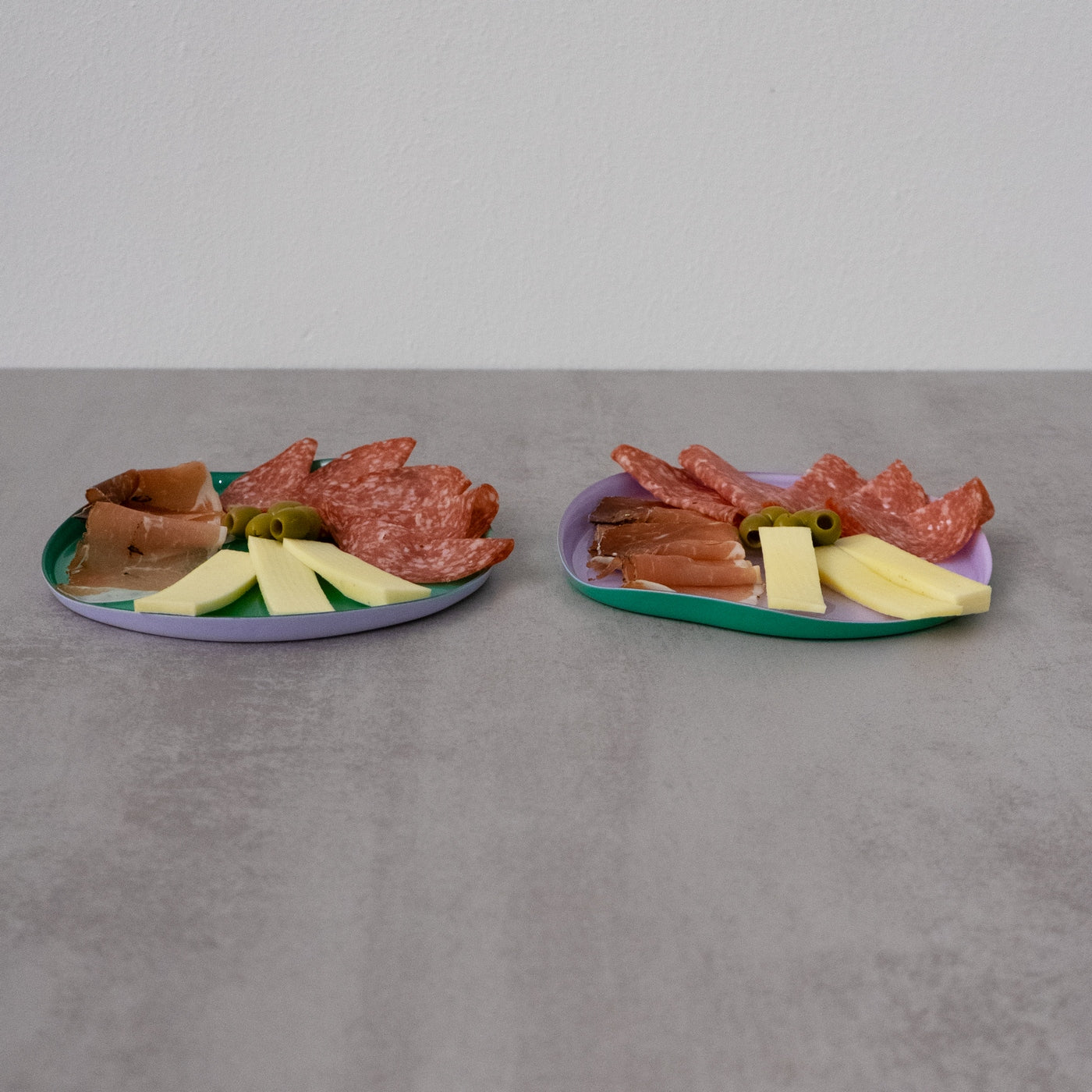 Set De 2 Platos De Vidrio - Lila/Verde
