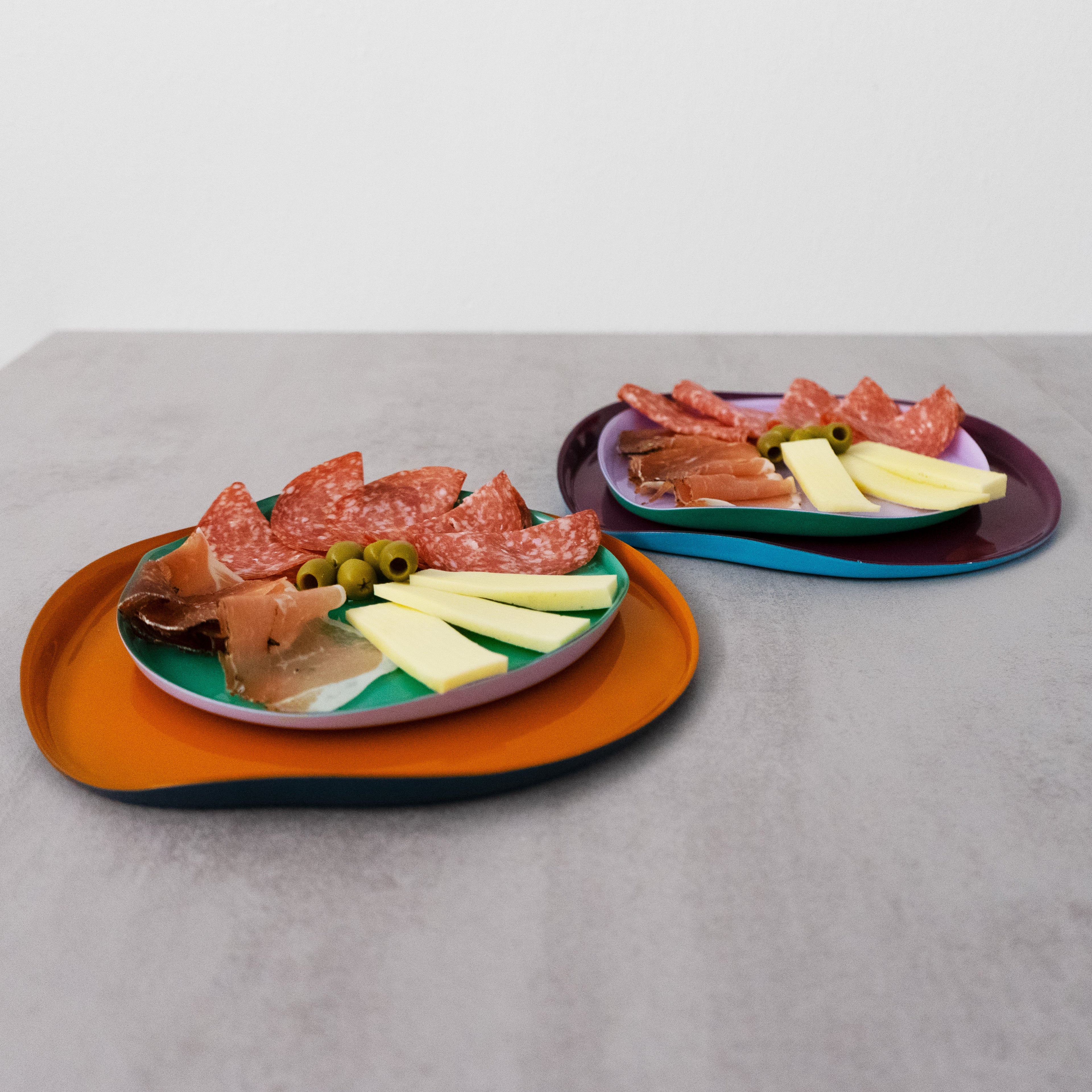 Set De 2 Platos De Vidrio - Lila/Verde