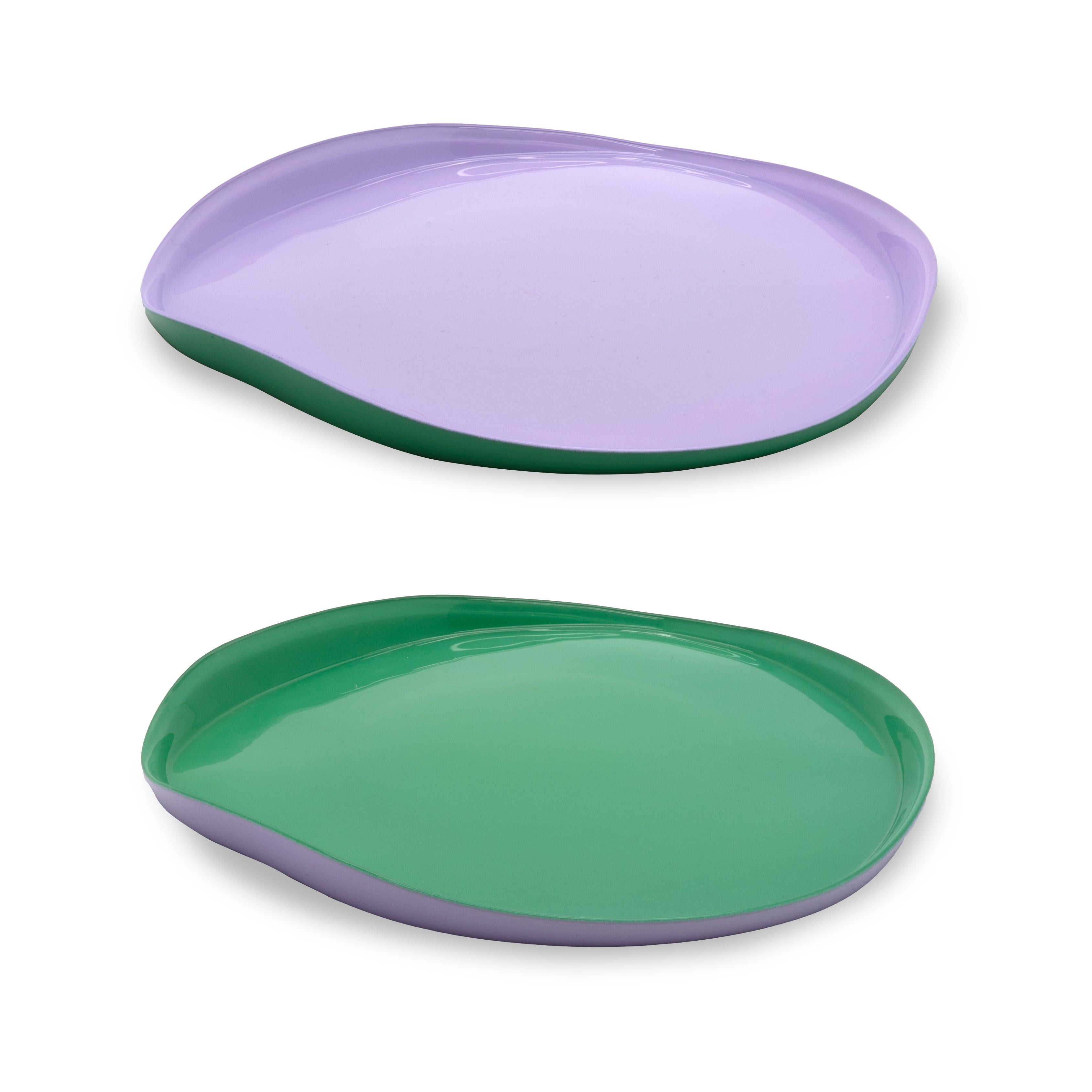 Set De 2 Platos De Vidrio - Lila/Verde