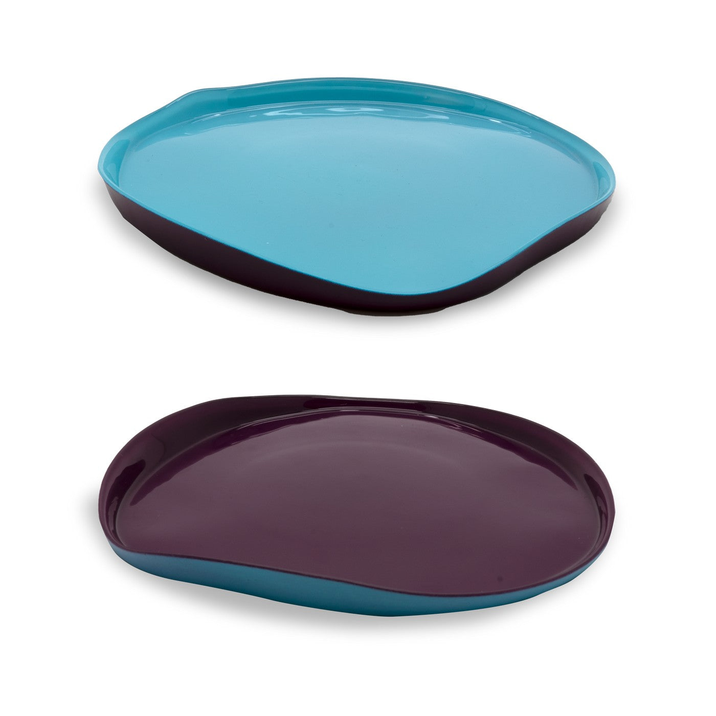 Set De 2 Platos De Vidrio D21cm - Burdeos/Turquesa