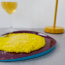 Plato Llano de Vidrio - Burdeos/Turquesa