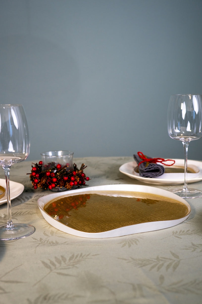 Balat - Assiette À Panettone - Or Et Perle - Verre Borosilicate